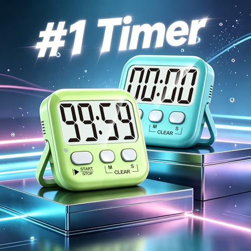 Antonki 2 Pack Digital Timer for Kids, Magnetic Countdown Kitchen Timers for Cooking, Egg, Classroom, Teacher, Exercise, Study, Oven - Battery Included - color: 2 * Amazing Macaron ( 98%+choice for Kids )