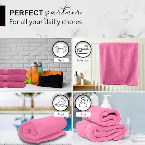 KAHAF COLLECTION 100% Cotton Bath Towels, 24x48 Pack of 6 Towels, Quick Dry, Highly Absorbent, Soft Feel Towel, Gym, Spa, Bathroom, Shower, Pool, Luxury Soft Towels (Pink, 24x48-6 Pack) - color: Pink, size: 24x48 - 6 Pack