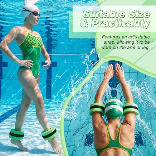 Soulchen Pool Exercise Set Including Long Aquatic Exercise Dumbbells,Pool Ankle Weights,Swim Belt,Water Aerobics Water Aerobics Equipment Set for Full Body Swim Training Kit - color: Green, size: Middle