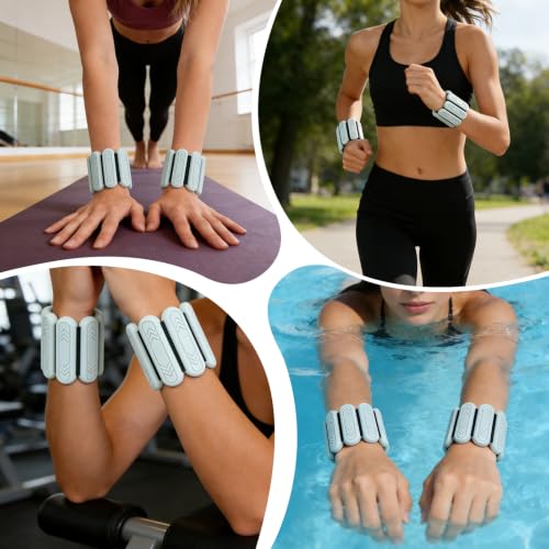 Wrist & Ankle Weights for Women Men, 1lb/2lb/4lb Set of 2 - Adjustable Wearable Weighted Bands, Waterproof Silicone Arm & Leg Weights for Pilates, Yoga, Walking, Dance, Home Workout & Gym - color: Light Green, size: 1lb each weight (2lbs Pair)