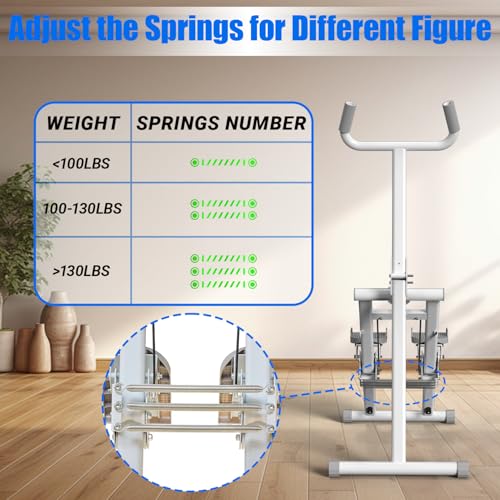 YYJO Foldable Stair Stepper 3 Adjustable Resistance Stair Climber with Handle Bar Cardio Exercise Machine for Home - color: White with Resistance