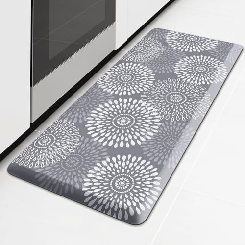 LuxStep Kitchen Mat Waterproof Kitchen Rugs for Floor Cushioned Anti-Fatigue Mat Non-Slip Standing Desk Mat Comfort Floor Mats for House Sink Office 17.3" x 39" Grey - color: Grey, size: 39"L x 17.3"W x 0.5"Th