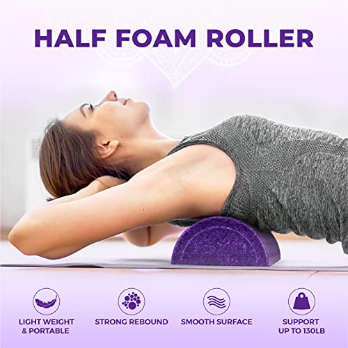 Yes4All High-Density EPP Half Round Back Roller Foam, Exercise Foam Roller for Yoga, Pilates & Stretching - 12, 18, 24, 36 inch - color: Purple, style: 36 inch