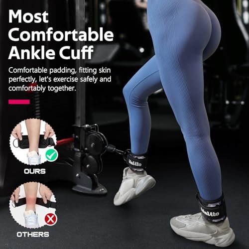 WALITO Gym Ankle Straps for Cable Machines Women & Men - Glute Kickback Ankle Cuff, Adjustable Cable Machine Accessories for Leg Extensions, Hip Abductors & Lower Body Workouts - color: Pair-Camouflage