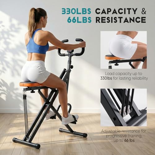 DUMOS Squat Machine, 330 LBS Capacity Heavy Duty Full Body Exercise Rower for Women with Adjustable Resistance, Foldable Glute Workout Equipment Exercise Machine for Home - color: Black