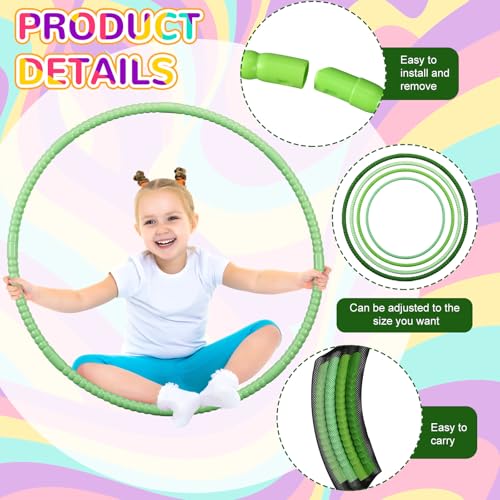Sratte 12 Pcs Toy Hoop for Kid Detachable Adjustable Toy Hoop Colored Exercise Ring Plastic Circle for Kid Teen Gymnastics Equipment Require Self Assembly (28 Inch,Green Series) - color: Green Series, size: 28 Inch