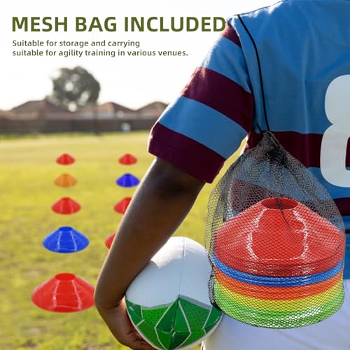 60/30 Pack Soccer Training Cones - Agility Cones with Carry Bag, Sturdy Disc Cones for Sports Training, Soccer, Football, Basketball, Indoor Outdoor Sports, Festive Events, Field Cone Markers - color: Multi-Color-60 Pack