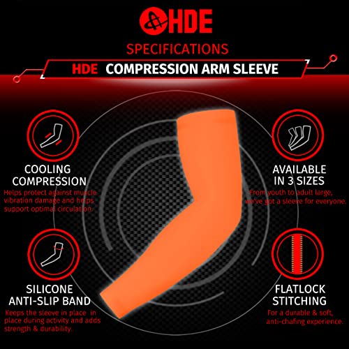 HDE Arm Compression Sleeves for Kids Basketball Shooting Sleeve Youth Sports Cooling Sun Protection Football Baseball 1 Pair - color: Orange, size: Youth Small