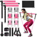 Bbtops Pilates Bar Kit with Resistance Bands,Pilates Bar with Stackable Bands Workout Equipment for Legs,Hip,Waist and Arm,Exercise Fitness Equipment for Women & Men Home Gym Yoga Pilates - color: Hot Pink