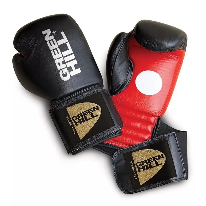 Green Hill Curved Boxing Focus Mitts for MMA, Muay Thai & Boxing - color: BLACK/RED