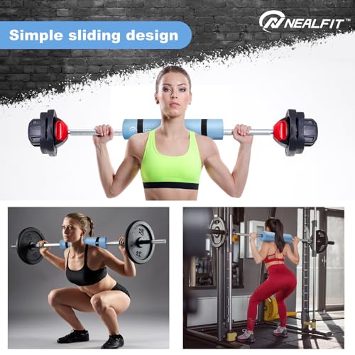 NEALFIT Barbell Pad Squat Pad for Squats—Squat Bar Pad—Great for Weightlifting,Lunges and Hip Thrusts—Foam Sponge Pad—Fit Standard and Olympic Bars Perfectly - color: Light Blue