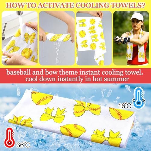 Moukeren 24 Pcs Cooling Towels 40"x12" Bulk Game Day Sports Ice Towel Quick Dry Breathable Party Favors for Team Coach Gift - style: Softball