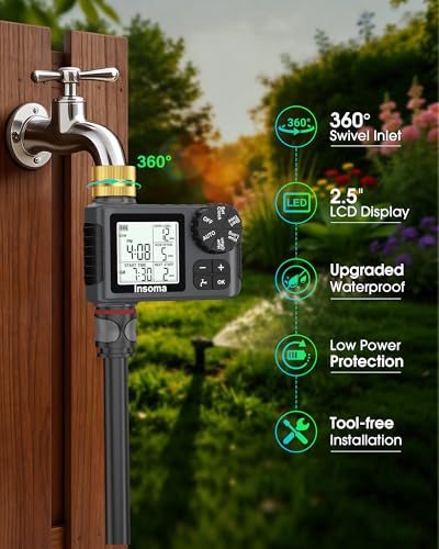 Water Timer for Garden Hose with 100% Metal Pipe, Programmable Sprinkler Controller for Garden Faucet with Auto/Manual/Rain Delay Mode, Irrigation Timers for Lawn, Yard, Outdoor Plants - size: 1 Zone-Metal Pipe