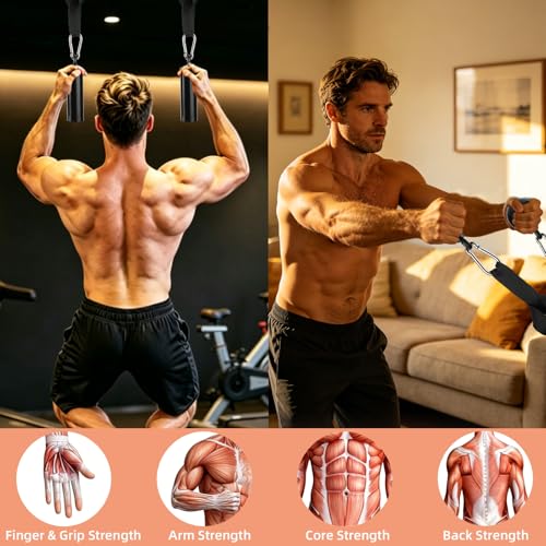 Non-Slip Iron Pull Up Grips and Cannonball Handles,3-Length Straps & Carabiners, Grip Strength Trainer for Pull-Up Bar, Dead Hangs, Forearm & Hand Training, Home Gym Gear - size: 48mm+70mm