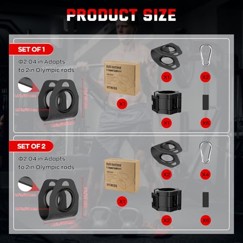 Home Gym Clips, Convert Dumbbells to Barbell, Turn Bars into Landmines, T-Bar Row with Any Grip, Hook Dumbbells on Dip Belts, Versatile Weightlifting Accessory for Olympic - color: Black, size: Olympic 2", Pair
