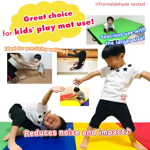 KaRaDaStyle Gymnastics Mat Folding Stretch Mats 71"x24"x2" Exercise Muscle Training Children Play Horizontal Bar Mat Yoga Sports Soundproof Home Use - color: Beige