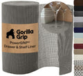 GORILLA GRIP powerGRIP Drawer Shelf and Cabinet Liner, Thick Strong Hold, Non-Adhesive Liners Protect Kitchen Cabinets and Cupboard, Bathroom Drawers, Easy Install, Breathable Mat, 12" x10', Gray - color: Gray, size: 12" X 10', style: 12" x 10'