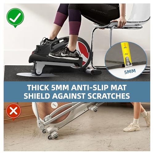 Non-Slip Workout Mat for Under Desk Ellipticals,Thicker & Quieter,23.6x17.7x0.2",Suitable for Ellipse Leg Exerciser, Foot & Leg Pedal Exerciser for Seniors Fitness, Floor Protection,Enhanced Stability - color: BLACK