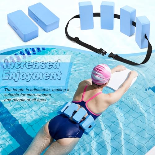 Soulchen Pool Exercise Set Including Long Aquatic Exercise Dumbbells,Pool Ankle Weights,Swim Belt,Water Aerobics Water Aerobics Equipment Set for Full Body Swim Training Kit - color: Blue, size: Middle