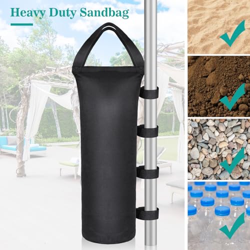 4 Packs Sandbags Weight Bags, 112 LBS Large Sandbags for weight, Cylindrical Heavy Duty Sand Bags for Beach Canopy, Pop Up Tent, RV Awning, Picnic Table, Umbrella Base, Gazebos, Trampoline Stakes - color: Black