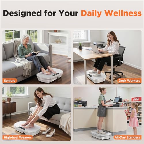 FEIERDUN Vibration Plate Exercise Machine, Vibration Plate for Lymphatic Drainage, Power Plate Vibration Platform for Weight Loss, Toning & Wellness