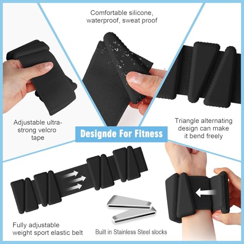 Wrist Weights, Adjustable Wrist Ankle Weights for Women, Wearable Arm & Leg Weights Set of 2(1 lb Each), Weighted Bangles for Walking, Yoga, Dance, Barre, Gym - color: Black