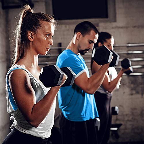 WF Athletic Supply Rubber Coated Hex Dumbbell Set, Multiple Choices Available - Dumbbells with Rack Stand and Mat, or Dumbbells Only (200/550/1200/2100/3000 LB) - color: f. 5 - 75LB Dumbbells Only