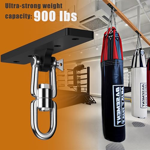 Punching Bag Hanger, 900 LBS Heavy Bag Wall Mount & Ceiling Hanger with 360° Swivel, Thick Steel Boxing Mount for MMA, Muay Thai & Home Gym (Multiple Mounting Options) - color: Ceiling - Flat Bracket