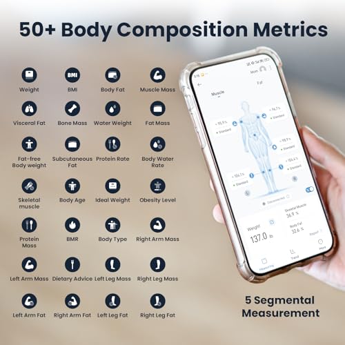 Scale for Body Weight, 8 Electrode Smart Bathroom Scale with BMI Body Fat Muscle Mass 28 Full Body Composition, High Precision Digital Weight Scale with Handle Display, Rechargeable, 400 lbs - color: black