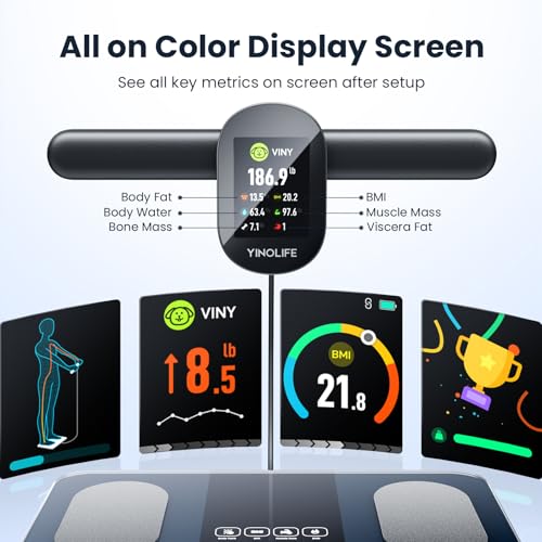 Scale for Body Weight, 8 Electrode Smart Bathroom Scale with BMI Body Fat Muscle Mass 28 Full Body Composition, High Precision Digital Weight Scale with Handle Display, Rechargeable, 400 lbs - color: black
