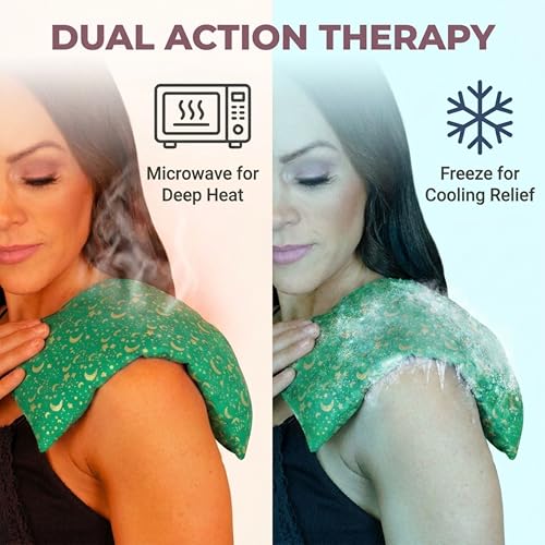 Nature's Approach Basic Herb Pack Heating Pad, Green | 12-herb aromatherapy rice & flaxseed fill for hot or cold therapy on neck, back, shoulders & more - style: Celestial Green