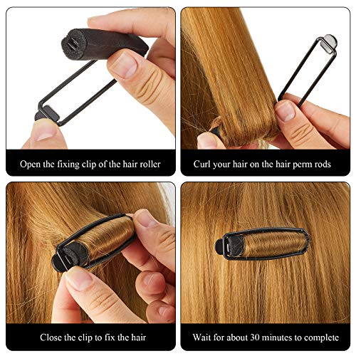 Syhood 60 Pieces Satin Foam Sponge Hair Rollers Soft Foam Hair Styling Curlers Flexible Hairdressing Curlers Black Perm Wave Rods(0.6 Inch)