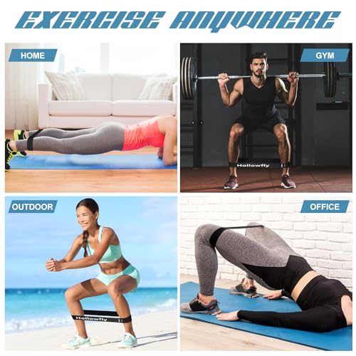 Hollowfly 12 Pcs Latex Resistance Loop Exercise Bands for Booty Workout Stretch Exercise Bands Non Slip for Legs Squat Resistance Loop Women Men Starter Butt Hip Thigh Fitness - color: Black, style: Heavy