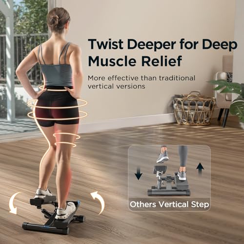 JLL Smart Twist Stepper Machine Stair Stepper with Resistance Bands | Twist Stepping Motion, Hydraulic Resistance, Resistance Bands, Bluetooth Tracking, Adjustable Height, Portable Design