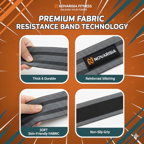 76 Inch Fabric Resistance Band for Strength Training, Mobility, and Stretching, Non-Slip Workout Band for Athletes, Home Gyms, Yoga, and Physical Therapy - color: Cosmic Orange