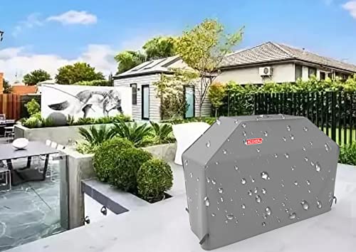62" Heavy Duty Waterproof Gas Grill Cover fits Weber Char-Broil Coleman Gas Grill-Grey - color: Gray, size: 62"