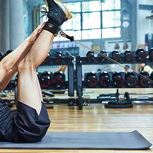 Ankle Straps Wrist Cuffs 5.5mm Neoprene Padded Large D-Ring for Cable Machines Fitness Legs Exercise Attachment Adjustable - color: Black
