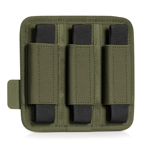 Savior Equipment Tactical Pistol Mag Pouch 9mm .40 45acp Open-Top Single & Double Stack Mag Holder Softshell Mags Storage Universal Magazine Carrier, Elastic Band to Hold Tight, Hook-Backed Panel - color: Olive Drab Green (3-Slot)