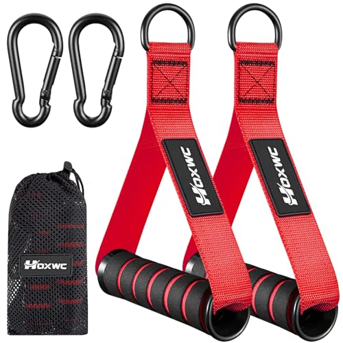 HOXWC Cable Handles Gym Equipment, Heavy Duty Resistance Band Handles, Replacement Exercise Handles for Cable Machine, Pulley System, Strength Trainer, Pull Down Workout, Home Gym Cable Attachments - color: Red