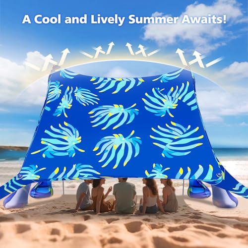 2PM SPORTS Beach Tent Sun Shelter 10x10 FT - UPF 50+ UV Protection, 8 Sandbags, Easy Setup, Portable Beach Shade Canopy for Family Picnic Camping Travel - color: seaweed