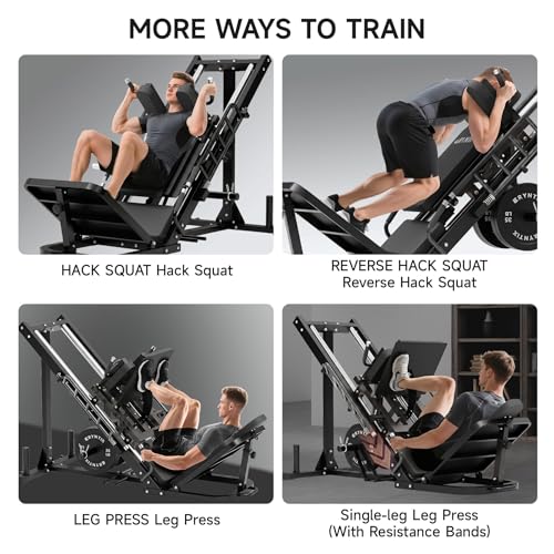 Leg Press Hack Squat Machine Combo, 45° Leg Exercise Machine ,Lower Body Special with Weight Storage for Quads, Hamstring, Glutes, Calves, Compact Home Gym Leg Day Equipment - style: Black Leg Machines