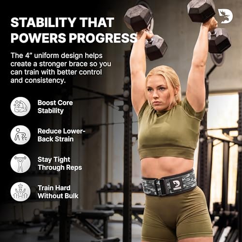 DMoose Fitness Auto Locking Weight Lifting Belt for Men & Women - 4" Nylon Squat & Deadlift Belt with Quick-Release Buckle - Gym Workout Belts for Lumbar Back Support for Weightlifting & Powerlifting - color: Black Camo, size: X-Small