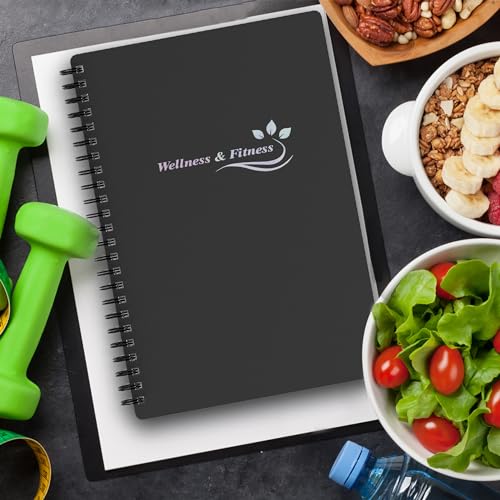 Wellness Planner & Fitness Log - Daily Diet & Health Journal with Weight Loss, Wellness Journal Notebook for Tracking Fitness, Sleep, Nutrition, Meal, Habits, A5(5.8 x 8.6 inch) (Black Silvery) - color: Black Silvery
