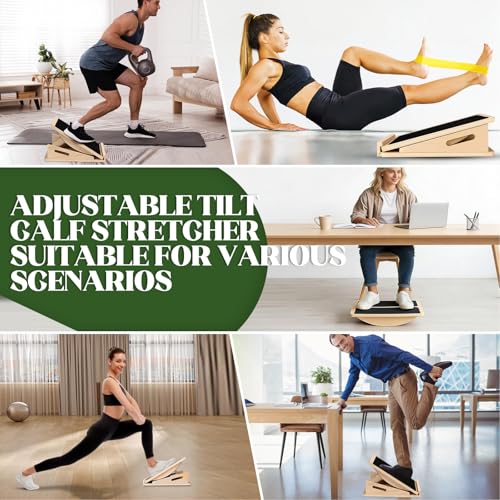 Slant Board 2-in-1 Calf Stretcher for Squats, Balance Board 500 LB | Metal-reinforced wood holds up to 500 lb, no wobble or collapse. 4 incline angles from 15° to 35° for calf, ankle and squats.