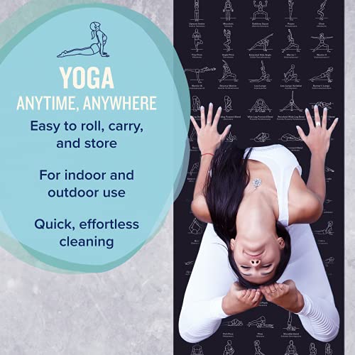NewMe Fitness Yoga Mat for Women and Men - Large, 5mm Thick, 68 Inch Long, Non Slip Exercise Mats w/ 70 Printed Yoga Poses for Pilates, Workout and Stretching - Home and Gym Essentials - color: Purple