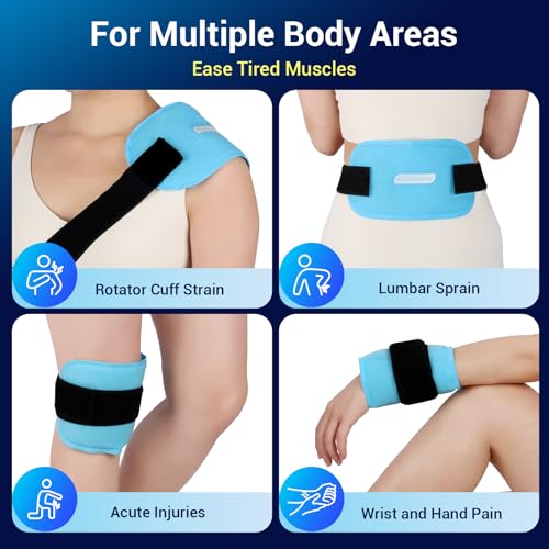 Comfytemp Gel Ice Packs for Injuries Reusable, FSA Eligible HSA, Hot Cold Compress Soft Ice Packs, Pain Relief for Ankles, Knees, Wrist, Shoulders, Back and More, Recovery Items for Men Women, 2Packs - size: 10"x5"