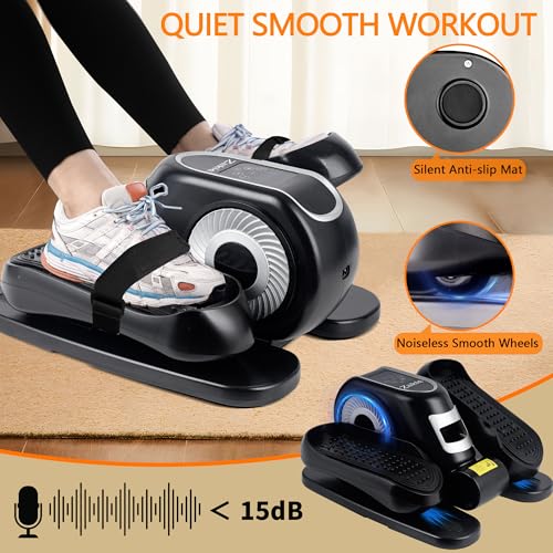 Zakle Under Desk Elliptical Machine, Electric Elliptical Training Machine w/Remote Control, 12 Speed Levels, Quiet Seated Pedal Exerciser for Home Office
