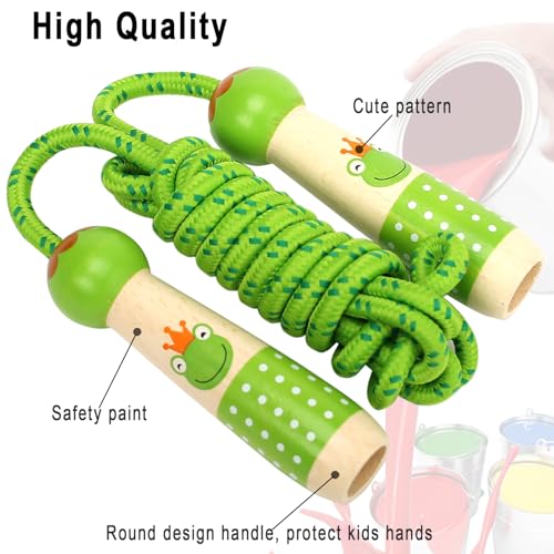 EGOSKY Jump Rope Kids, 7.2ft Children Adjustable Cotton Skipping Rope with Wooden Handle for Boys Girls Fitness Outdoor Activity - color: Green+Blue