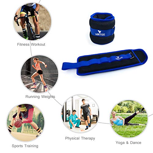 Ankle/Wrist Weights for Women, Men, Kids - Arm Leg Weights Set with Adjustable Strap - Running, Jogging, Gymnastic, Physical Therapy, Fitness - Choice of 1 lb 2 lbs 3 lbs 4 lbs 6 lbs 8 lbs 10 lbs - style: 4 lbs pair (2 lbs each), Blue