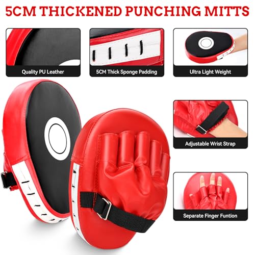 Punching Mitts Kick Pack Set, Boxing Pads Curved Focus Punching Mitts Kickboxing Striking Target Pads for Kids Men Women, Martial Arts Training Equipment for Boxing Taekwondo Karate Muay Thai - style: 3 in 1 Boxing Equipment Kit